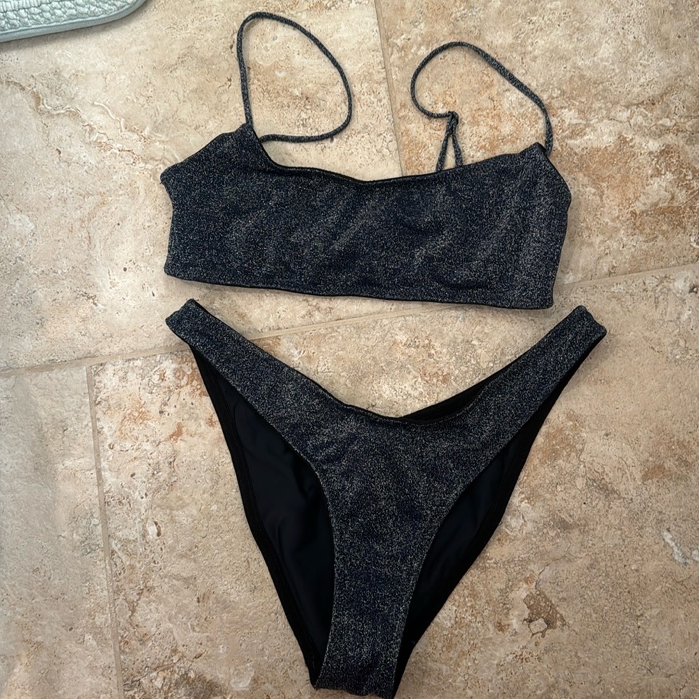 Sparkly blue triangl top